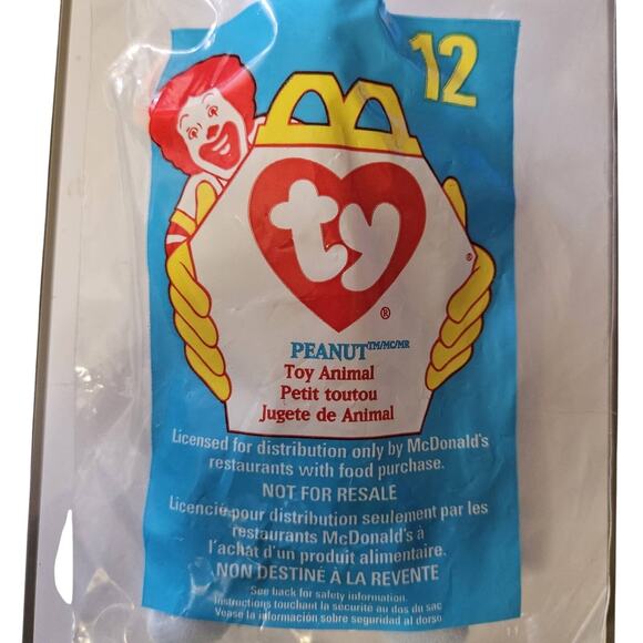1998 McDonalds TY Teenie Beanie Babies Peanut 12 New in Package - Picture 1 of 2